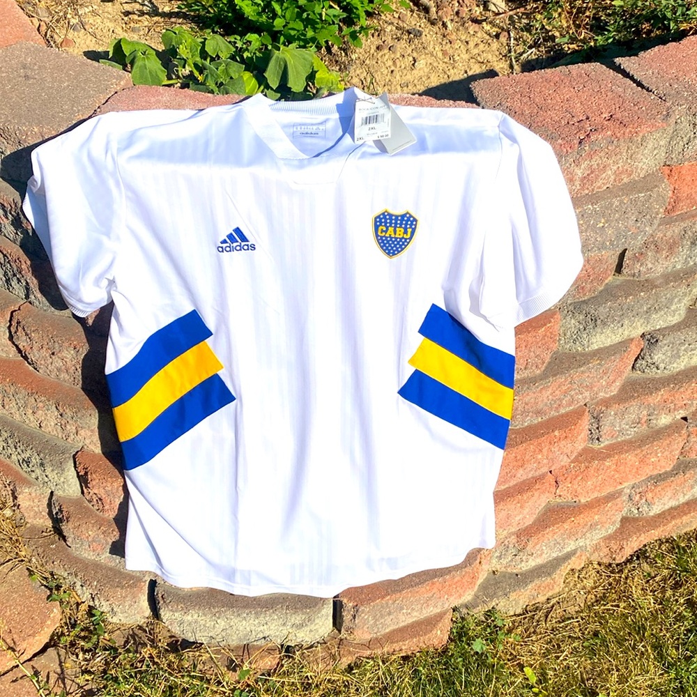 Adidas Boca Juniors Retro Icon White 23/24 Men's Size 2XL Soccer Jersey HT9840